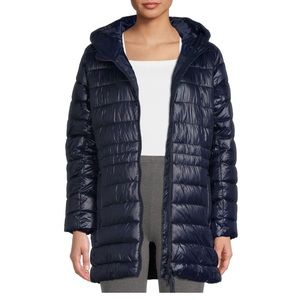 Swiss Tech quilted navy women’s Puffer coat sz Medium 8/10 fits M/L